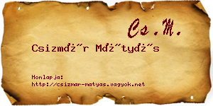 Csizmár Mátyás névjegykártya