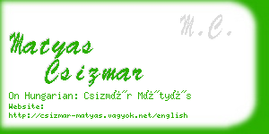 matyas csizmar business card